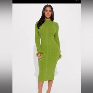 Green midi sweater dress